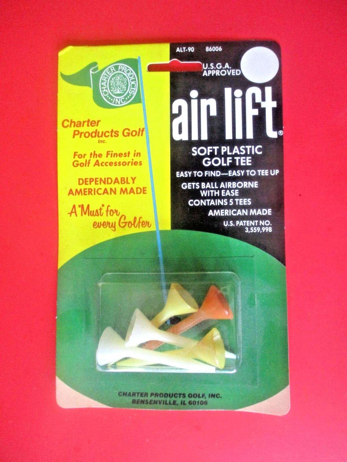 vtg - lot - AIR LIFT - Golf Tee Packet - Soft Plastic - New, Old Stock