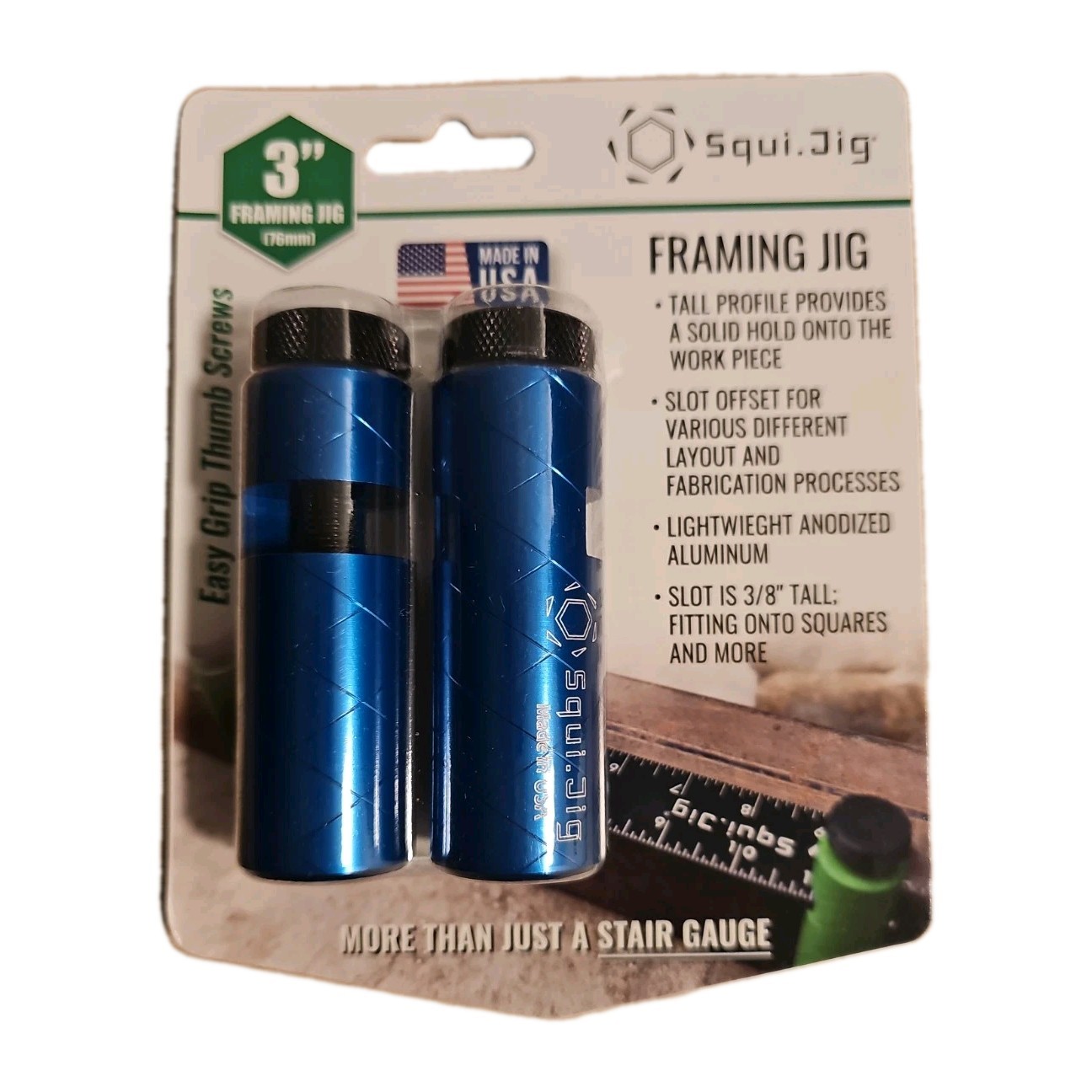 Squi.Jig New Framing Jig 3" Tall Stair Gauge In Blue Made In America Pack Of 2
