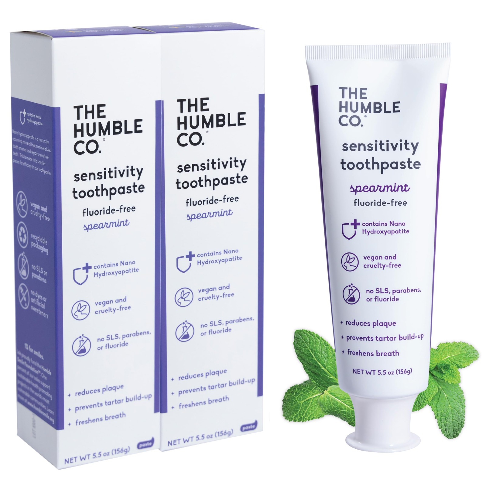 The Humble Co. Sensitive Toothpaste – Natural Spearmint Fluoride Free Toothpa...
