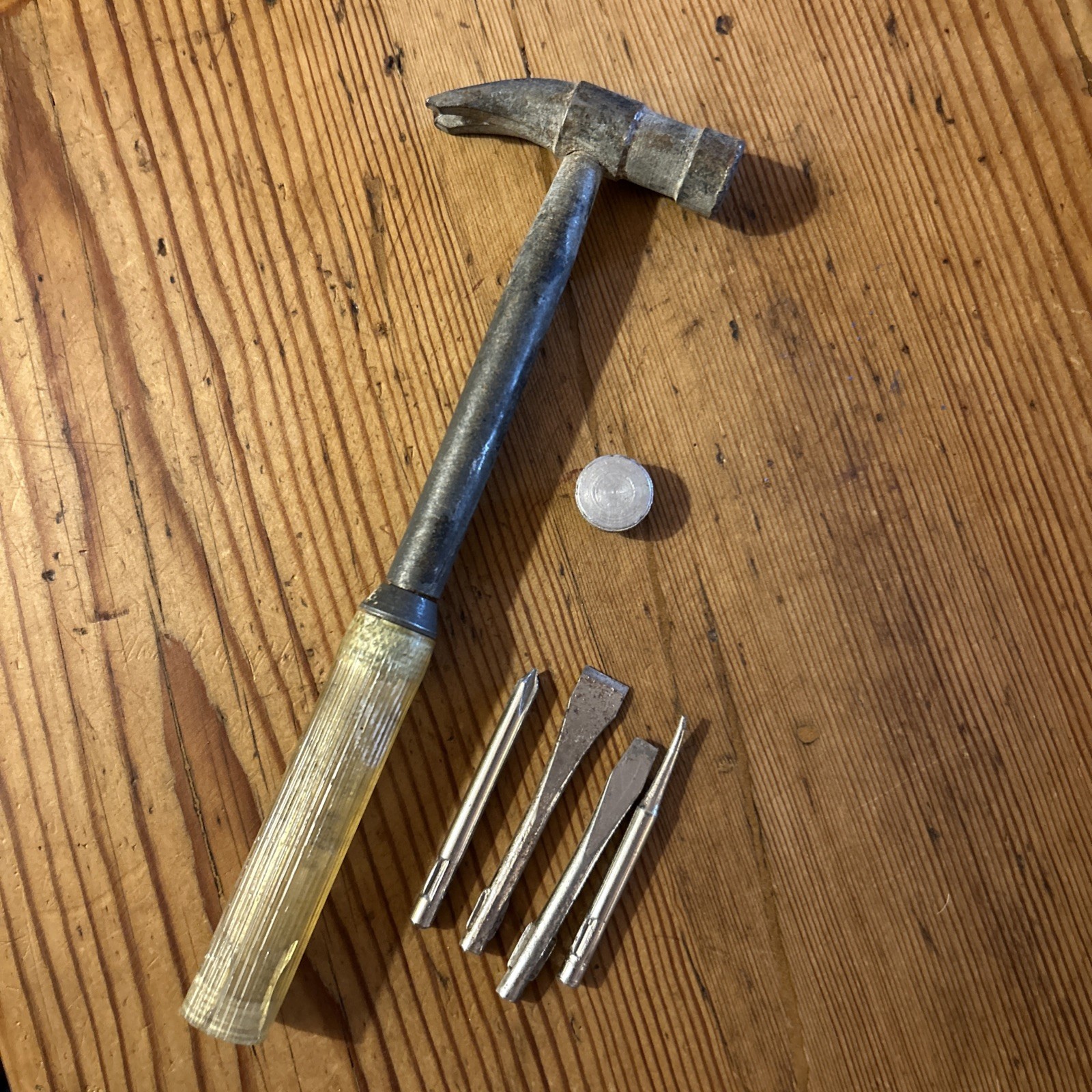 Vintage Antique Small Hammer Bakelite Plastic Tool Set Storage Screwdrivers Old
