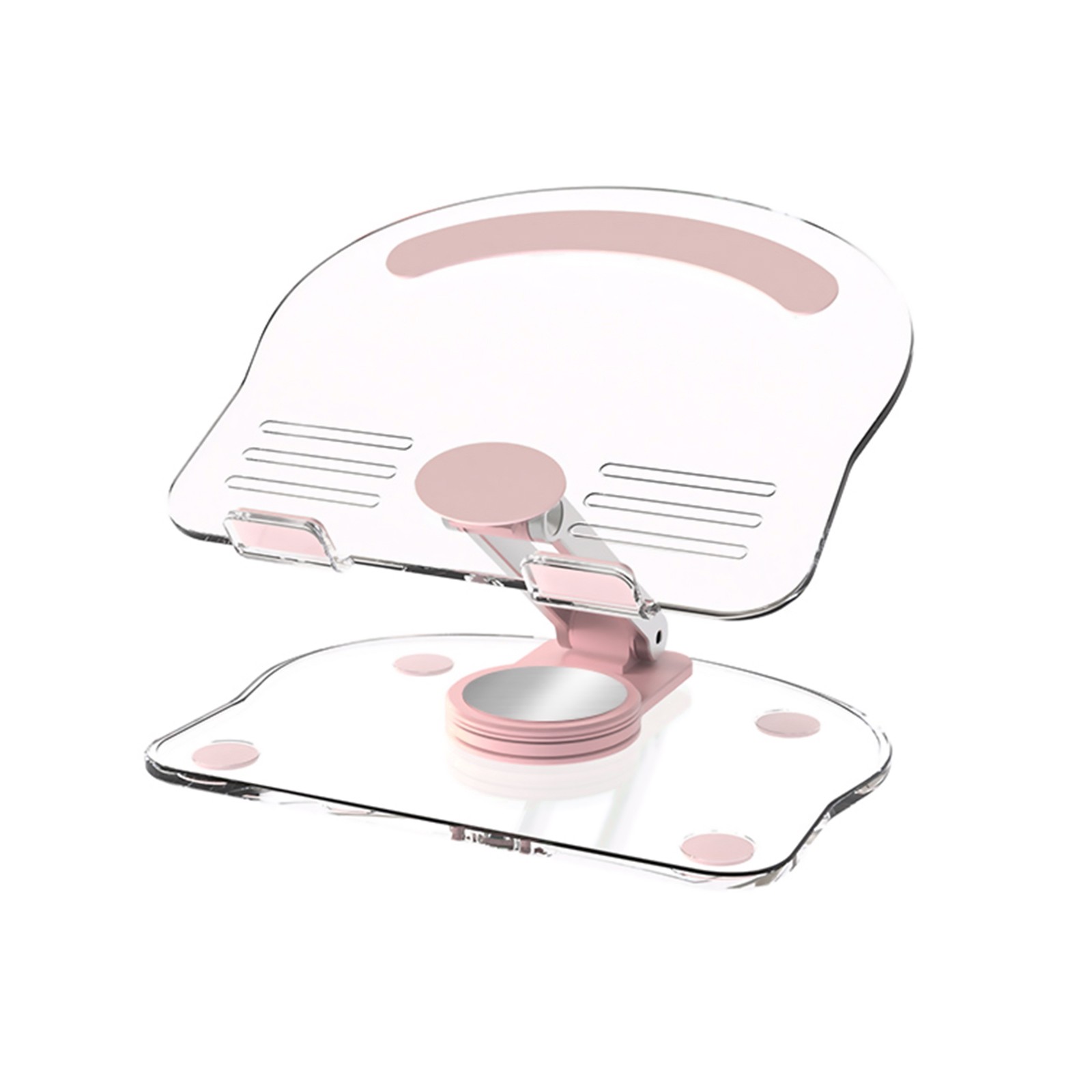 Acrylic Tablet Stand Desktop Foldable Holder 360° Rotation Base Clear Bracket nq