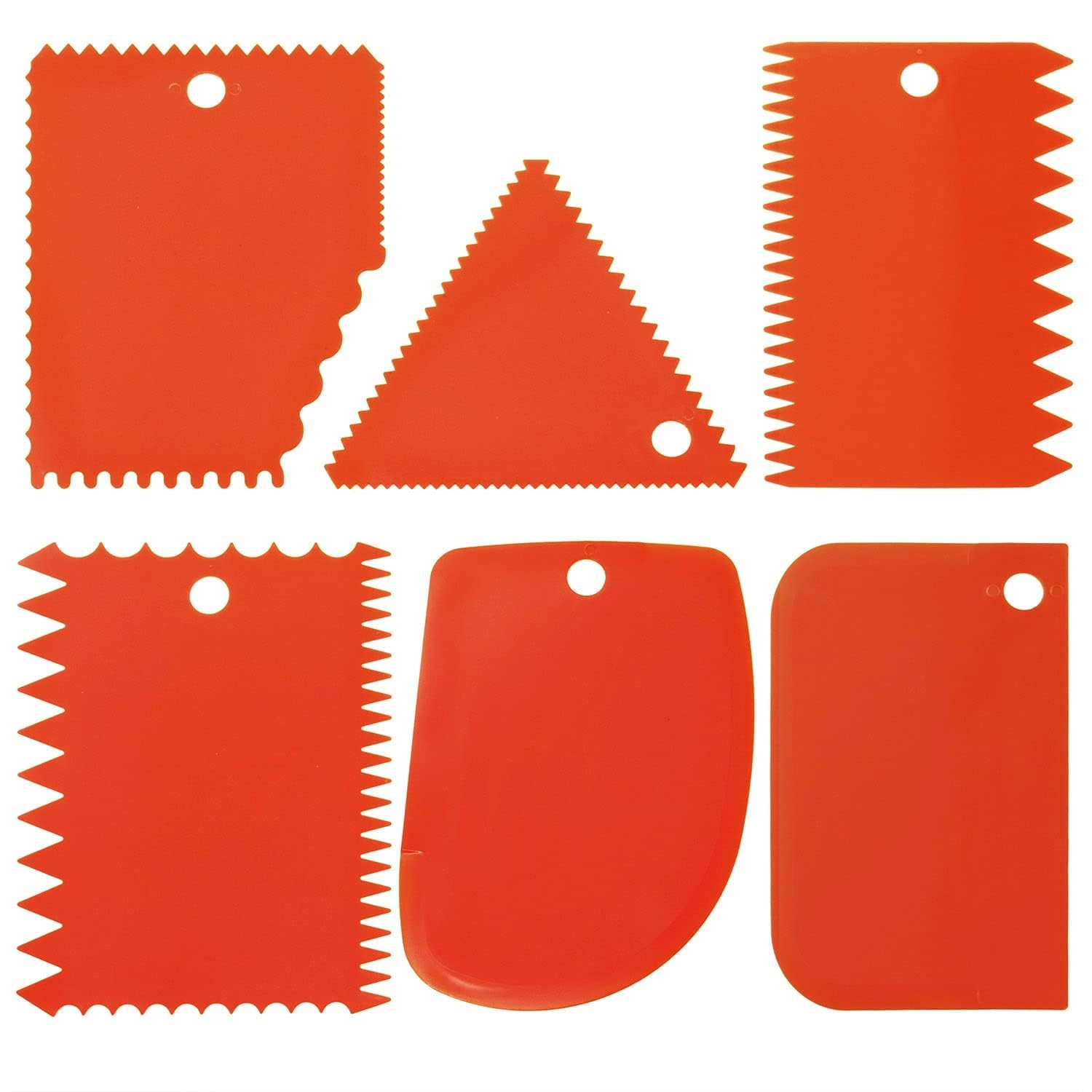 LRONG 6PCS Pottery Tools Plastic Clay Scraper Set Scraping Handle orange