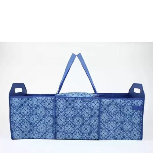 Sachi Insulated Trunk Organizer with Dividers, HAN-K38181 Blue Medallion