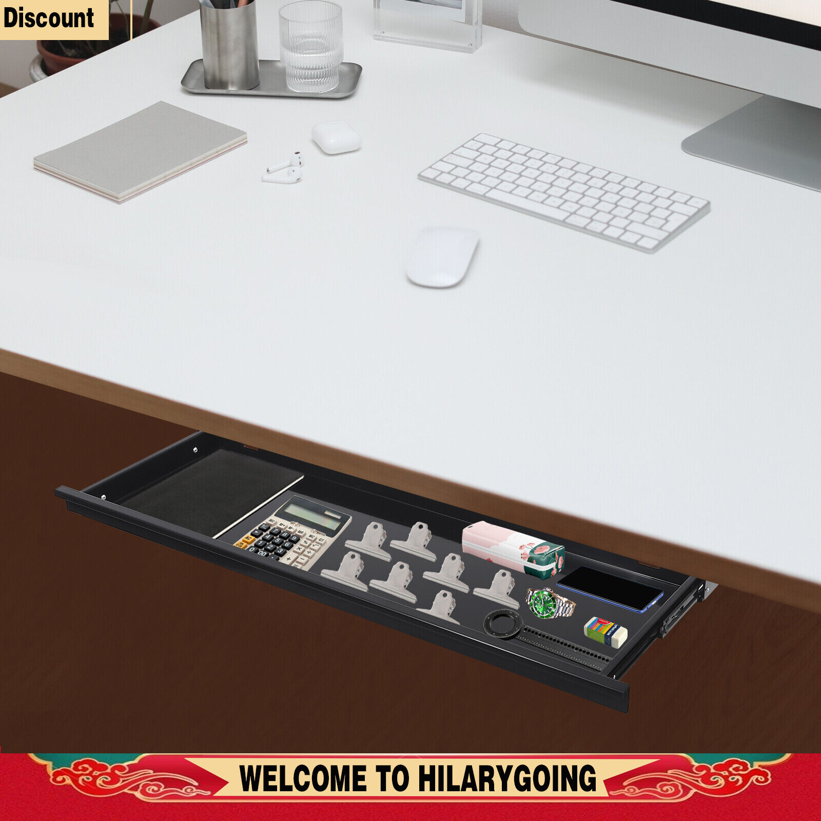 Slide Out Under Desk Keyboard Tray Pull Out Keyboard Drawer Shelf Space Saver