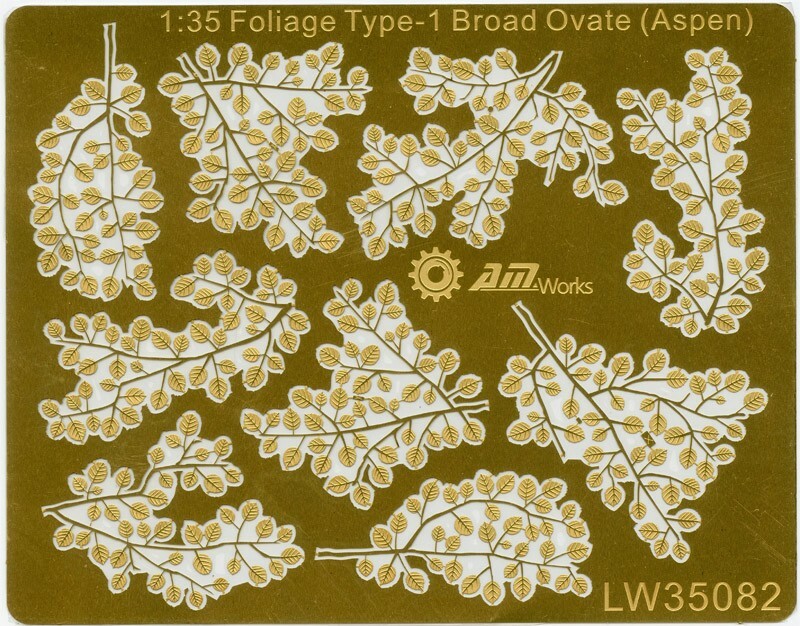 1/35 Scale Foliage Type-1 Broad Ovate (Aspen) fret size 13X10cm LW35082