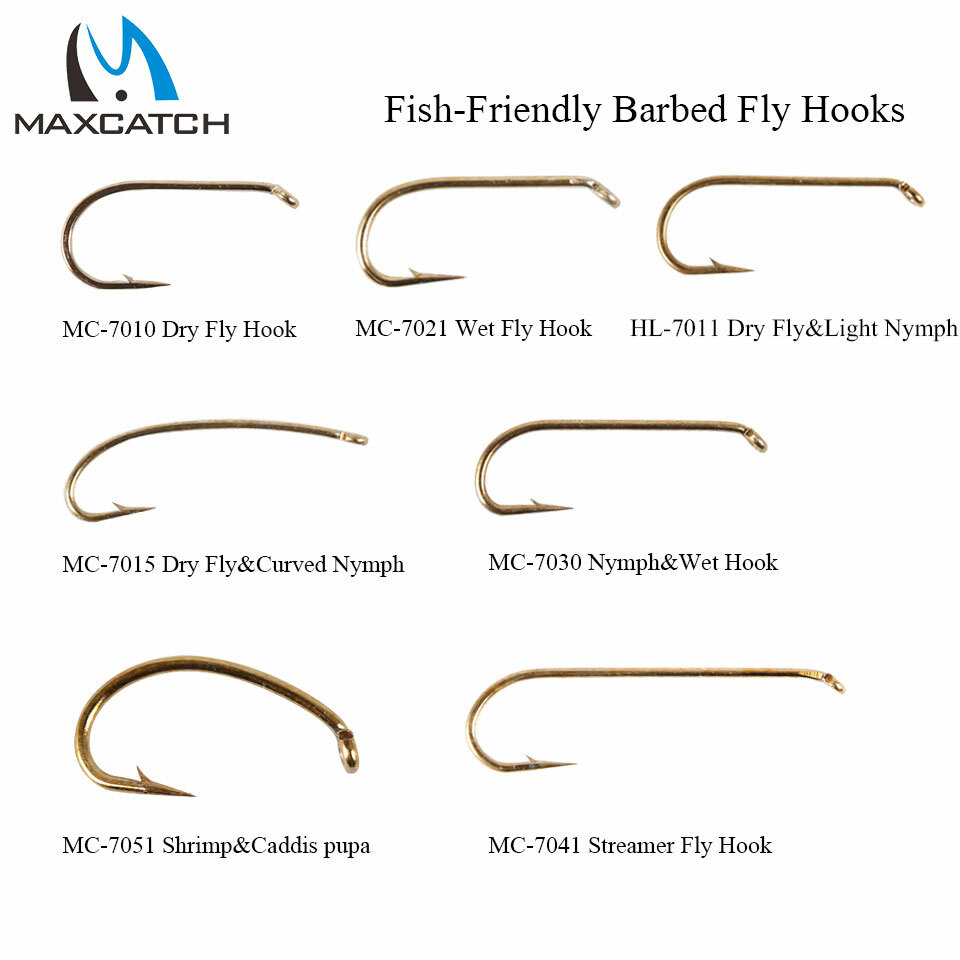 Maxcatch 100pcs 4#-22# Fly Tying Hooks Dry&Wet&Nymph&Streamer&Shrimp Hooks