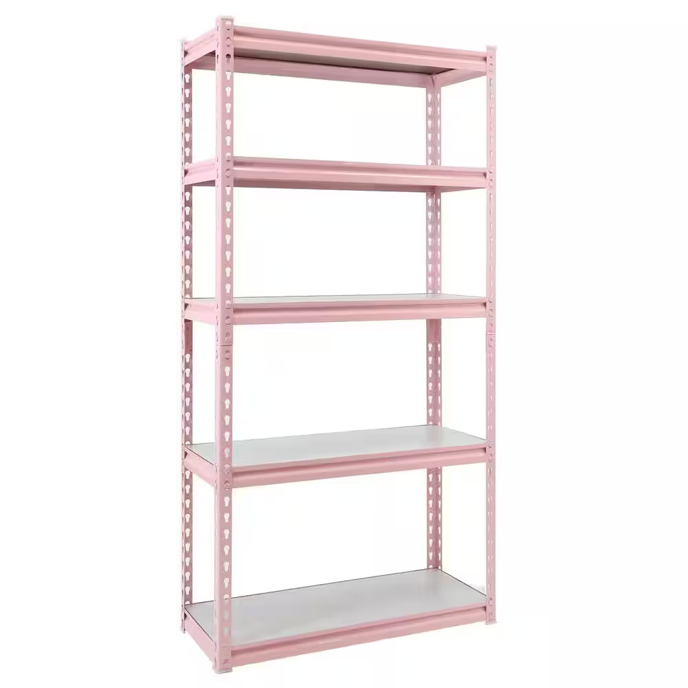 Pink 5-Tier Boltless Tier Height Adjustable Steel Garage Storage Rack Shelving U