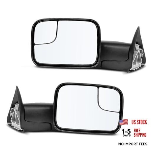 Drive & Paasenger Towing Mirrors - Compatible with 1994 94-01 Ram Black Manual