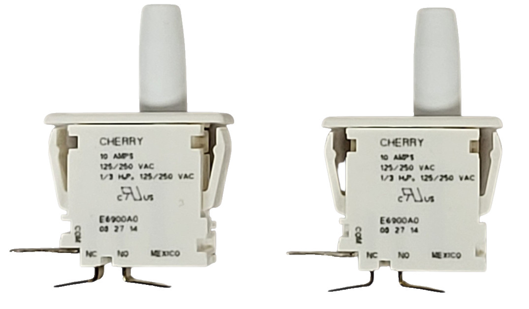 2 PACK Cherry 0E6900A0 White Switch Pushbutton 10A 125/250 Vac Quick Connect
