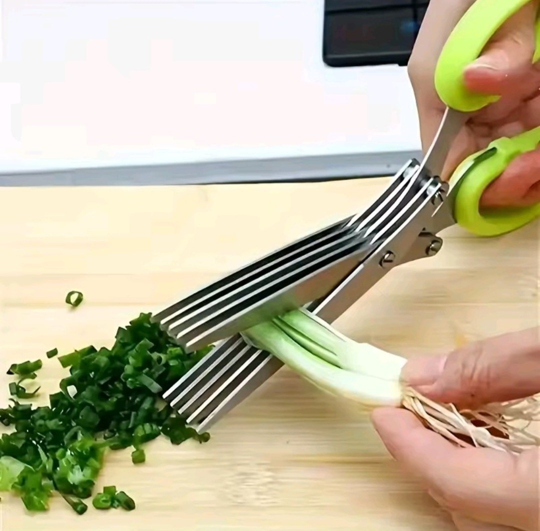 Multi Functional Stainless Steel 3 Layer Kitchen Scissors Scallion Cutter Pepper