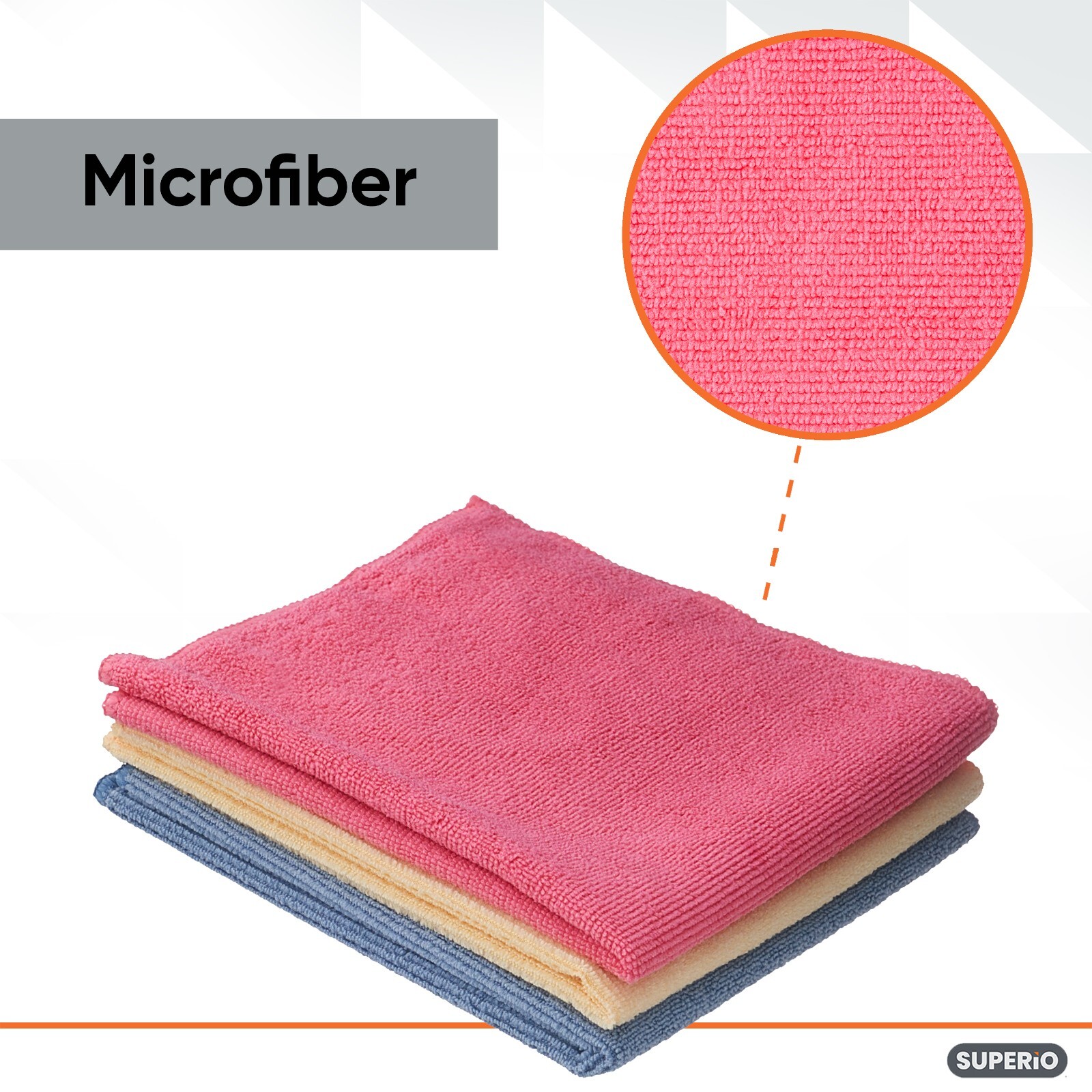 Superio Microfiber Cleaning Cloth 3 Pack, multi-purpose rags for home and auto