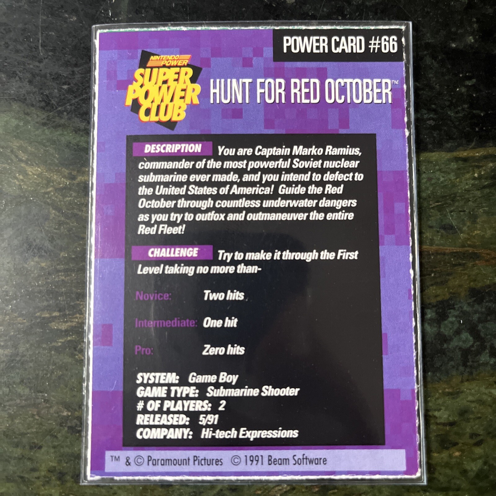 Nintendo Power Hunt For Red October Card #66