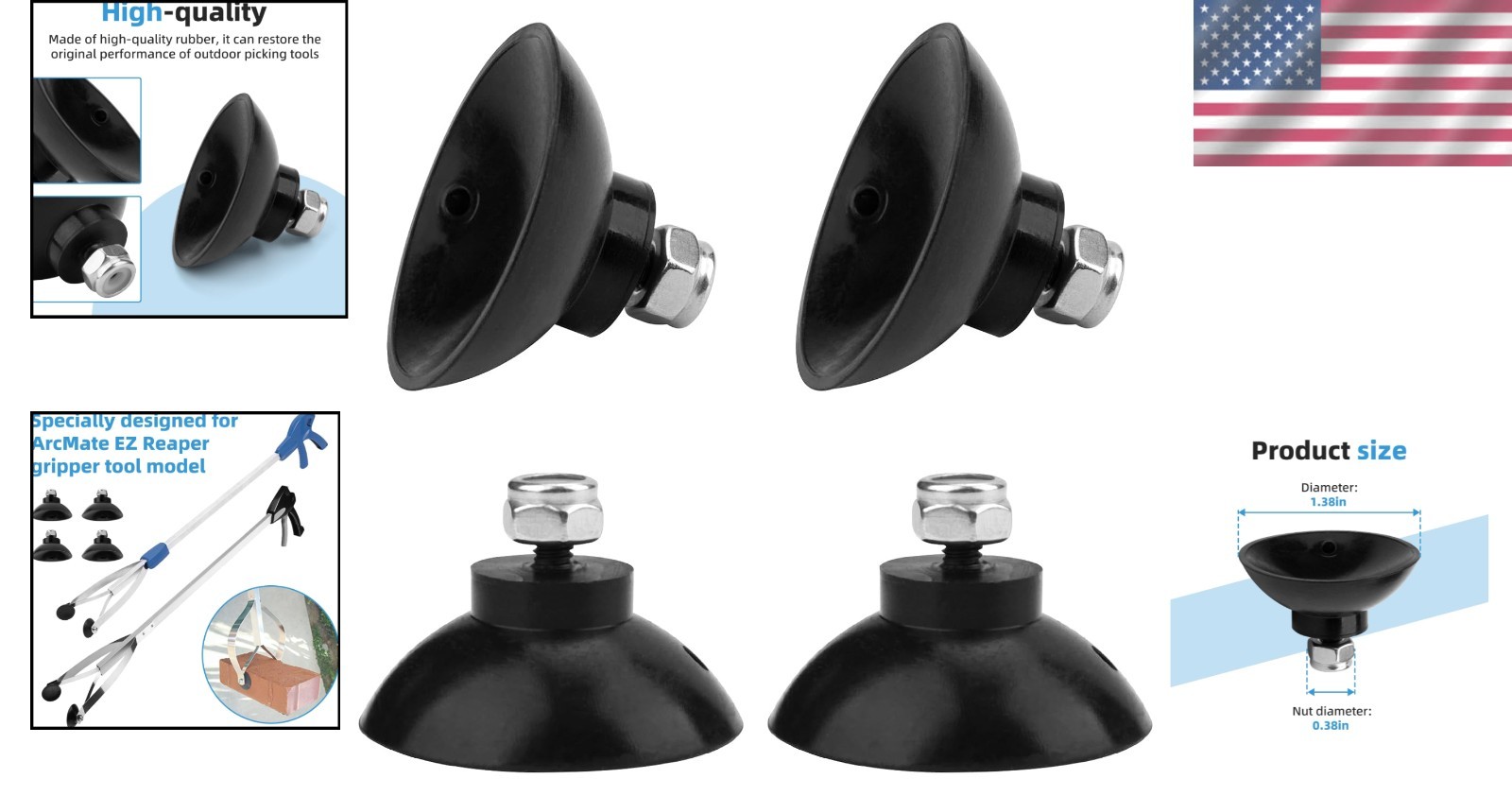 Professional Gripper Replacement Cups for ArcMate EZ Grabber Tool - UV Resistant