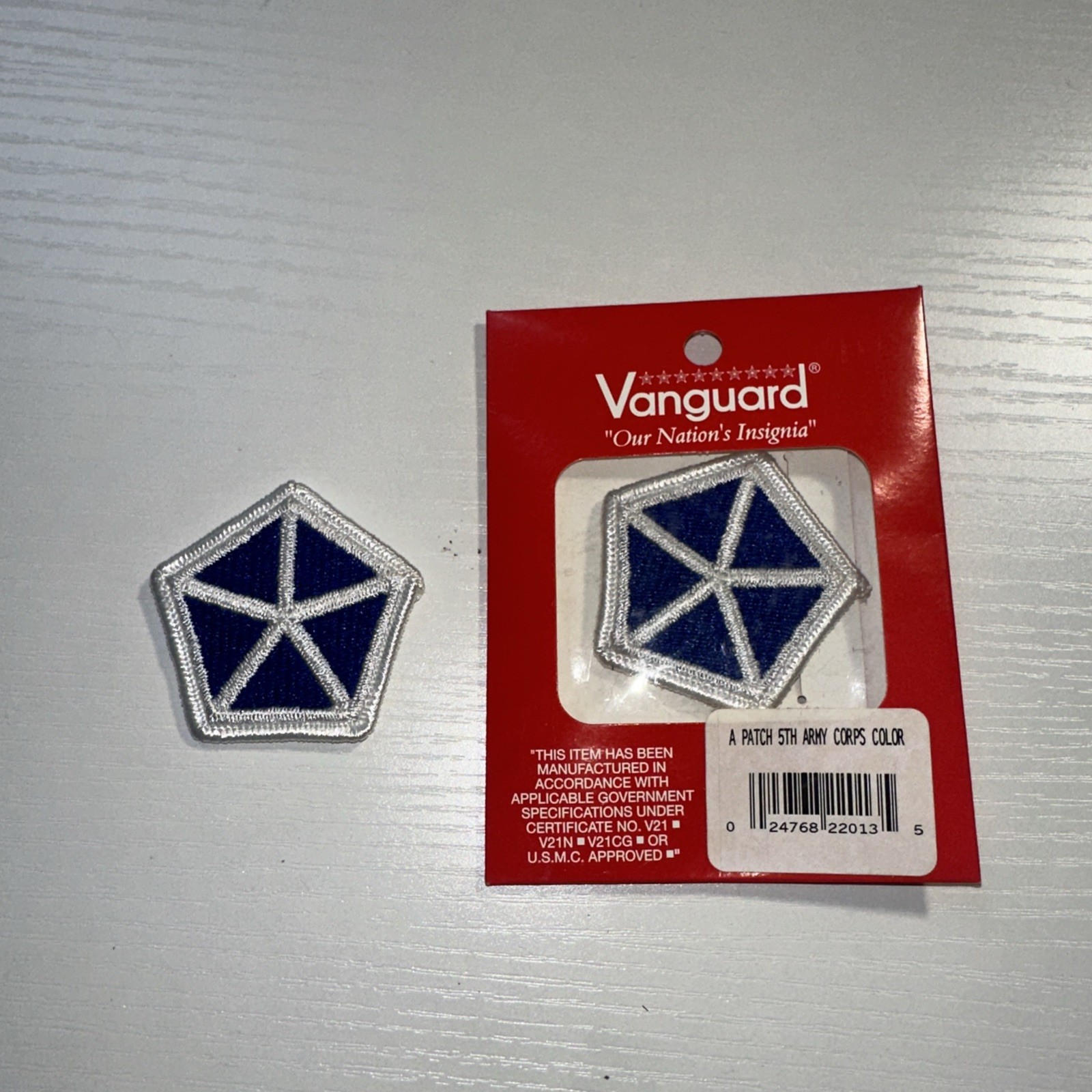 VANGUARD US Army V CORPS (5TH CORPS) COLOR Patch SET OF 2 pair NEW!