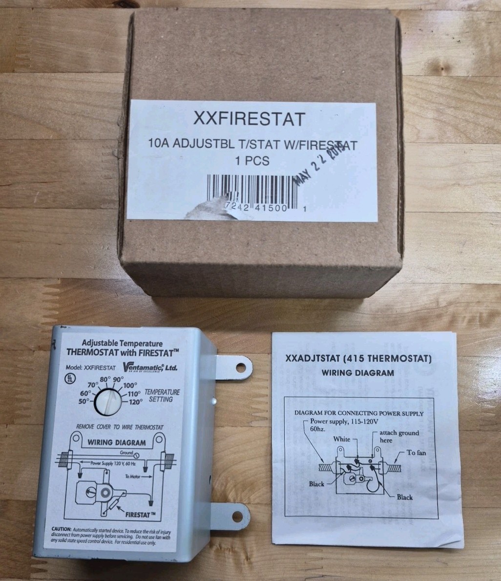 Xxfirestat 10amp Adjustable Programmable Thermostat For Power Attic Ventilator
