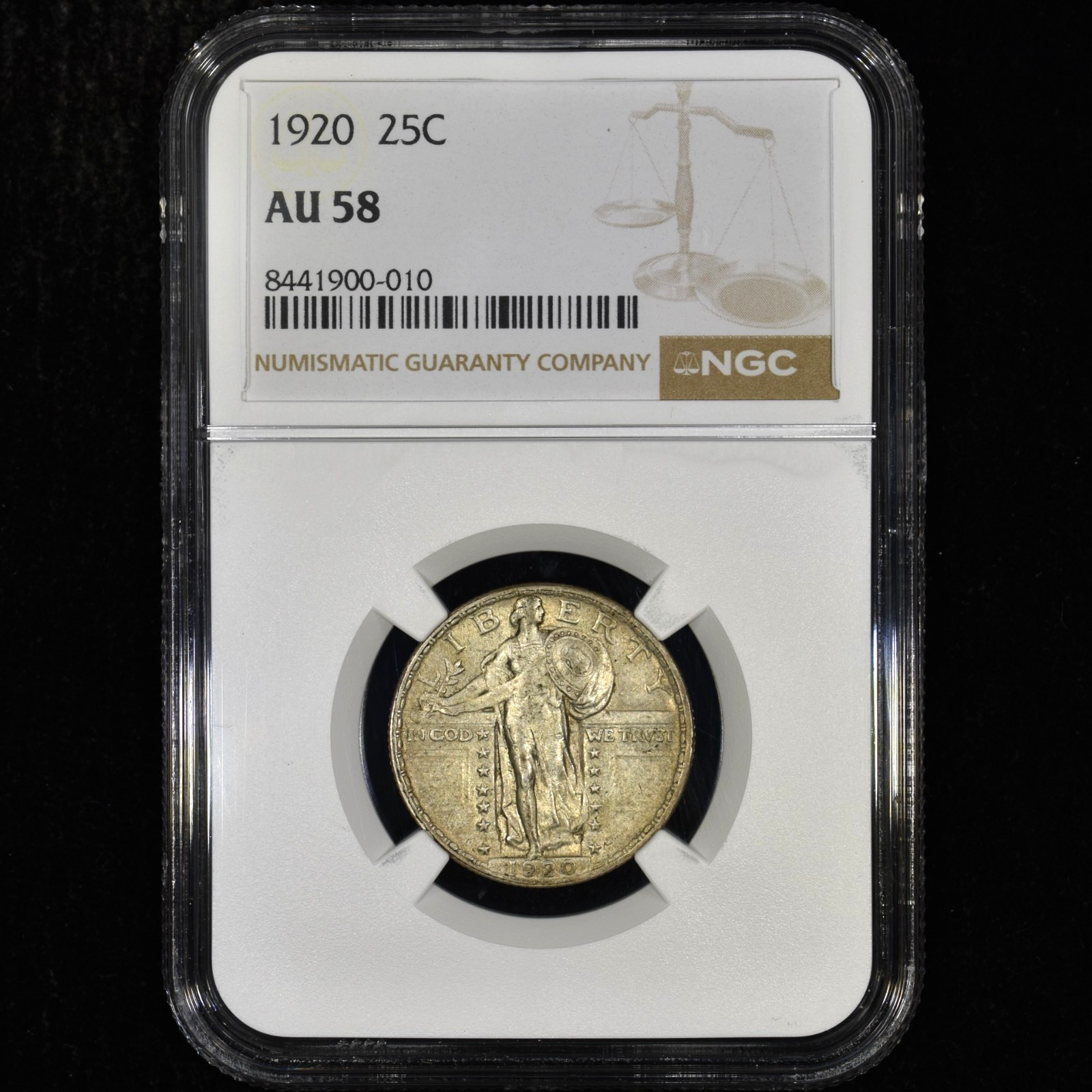 1920-P STANDING LIBERTY QUARTER ✪ NGC AU-58 ✪25C SILVER COIN ALMOST UNC 010