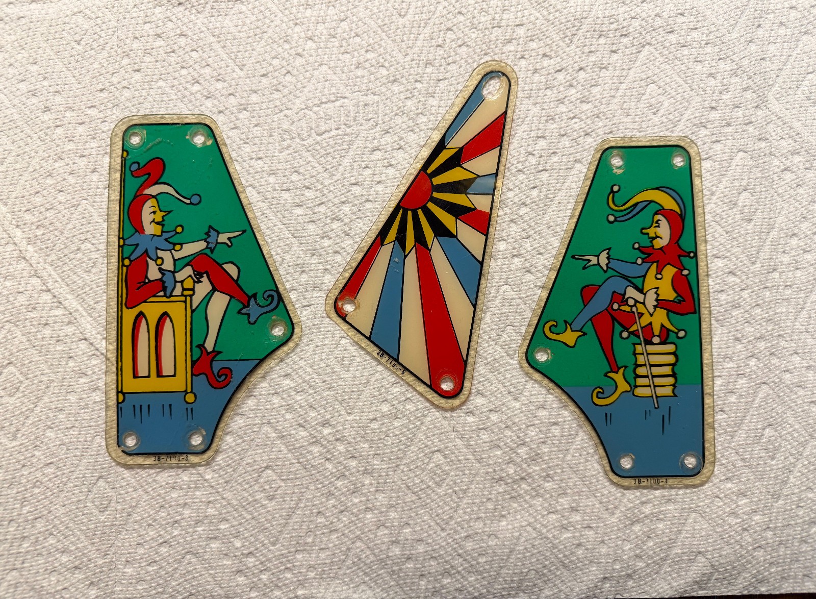 1962 Williams Jolly Jokers Pinball Plastics (3 Pieces)