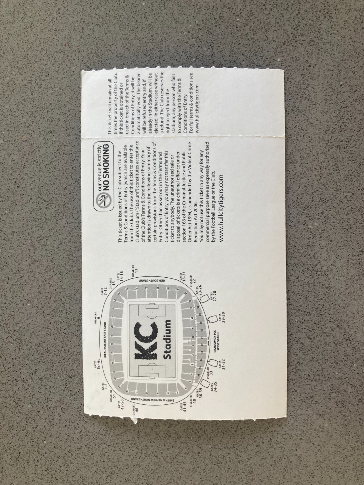 Hull City v Middlesbrough 2015-16 Match Ticket