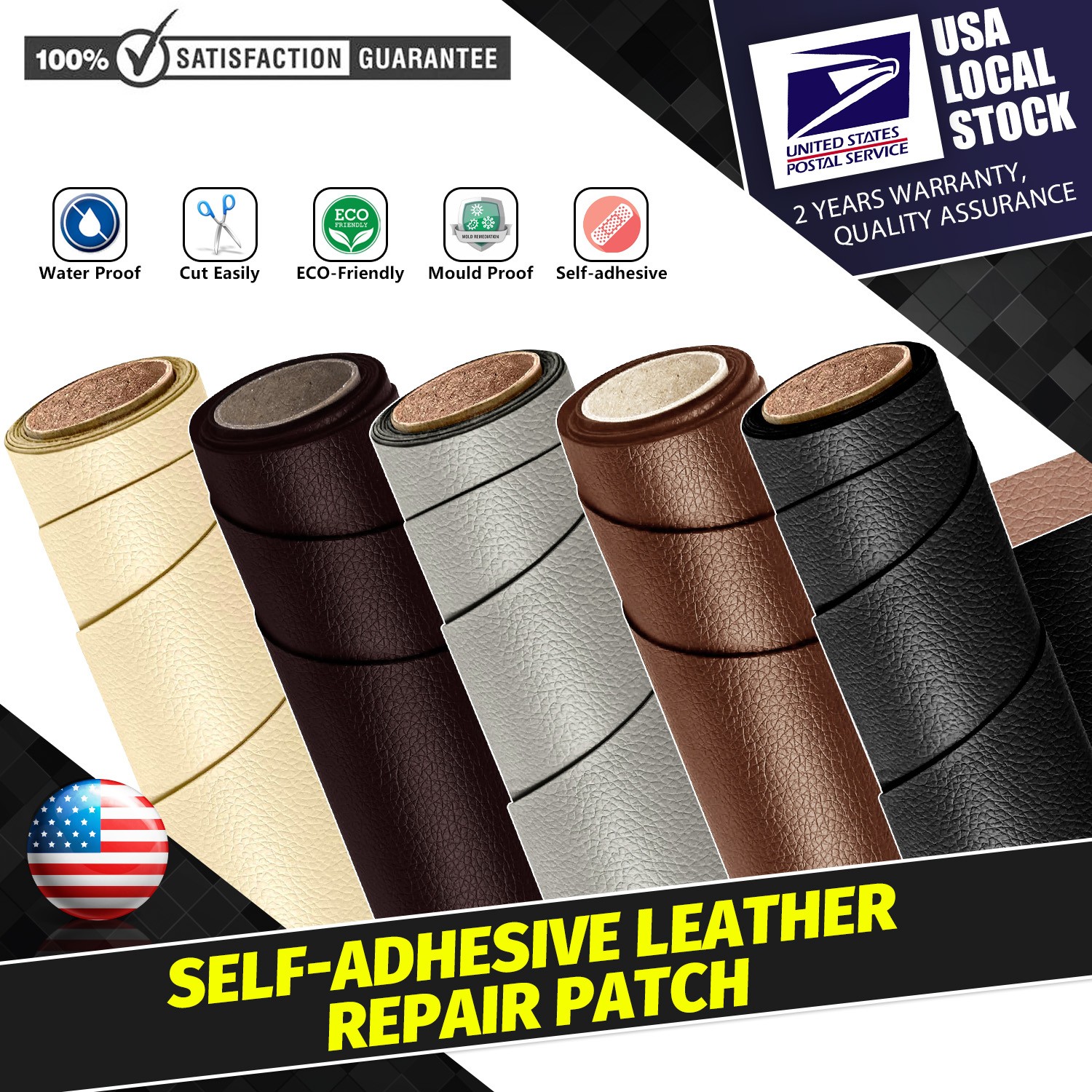For Furniture Leather Goods Self-Adhesive Leather Repair Easy to cut for DIY