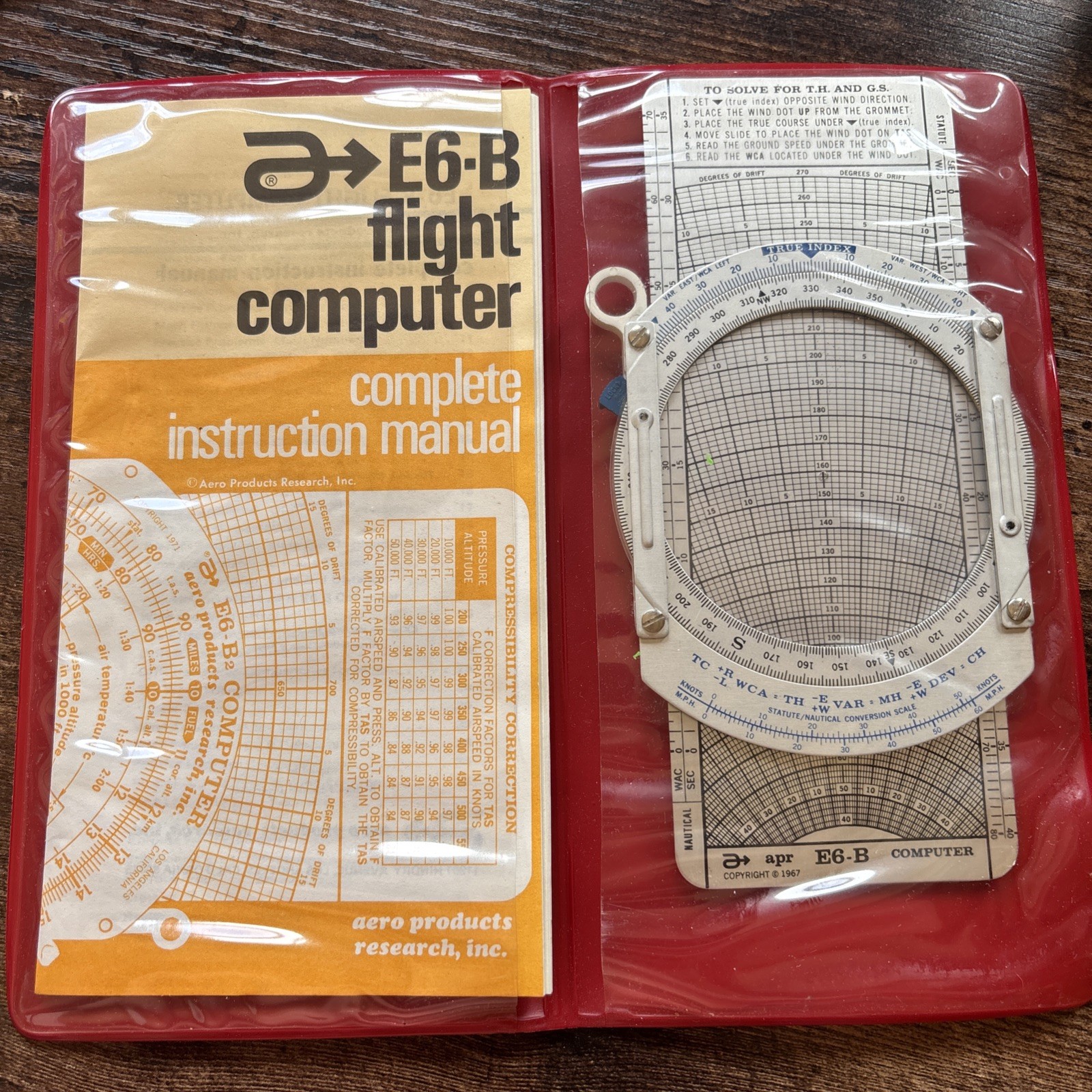 Aviation Aero Products Research, Inc E6-B Flight Computer, Manual In Case 1967