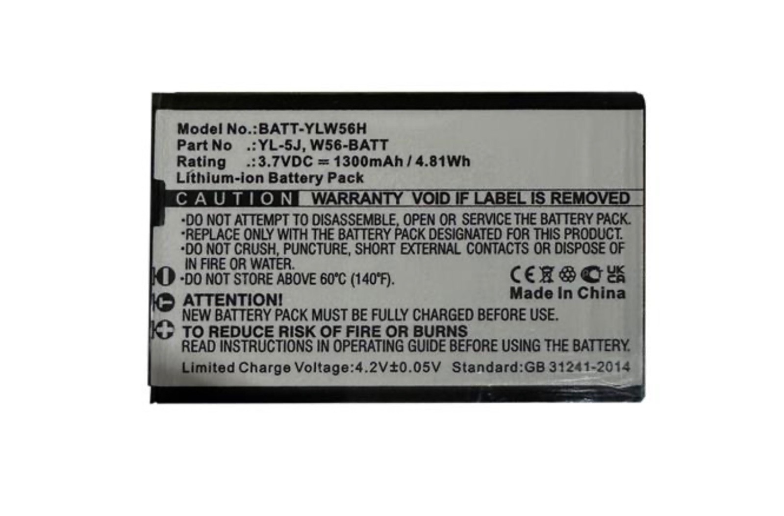 NEW Yealink Genuine Dantona W56H Cordless Handset Battery BATT-YLW56H 3.7V LION