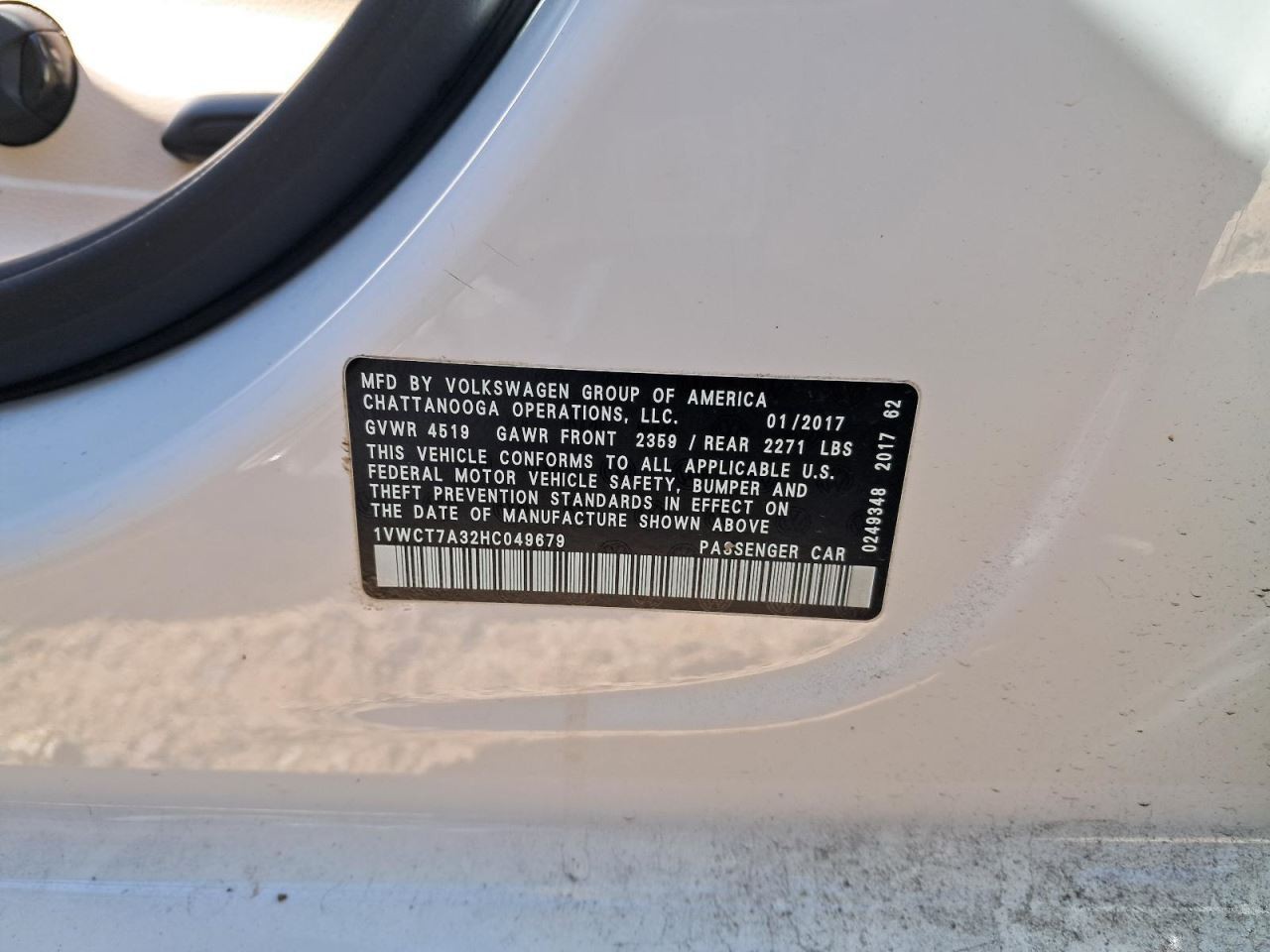 PASSAT 2017 Transmission Shift 2930306