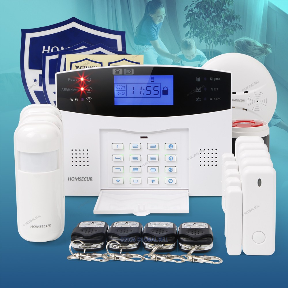 HOMSECUR Wireless WIFI 4G Burglar Alarm System+Self-adhesive Security Sticker