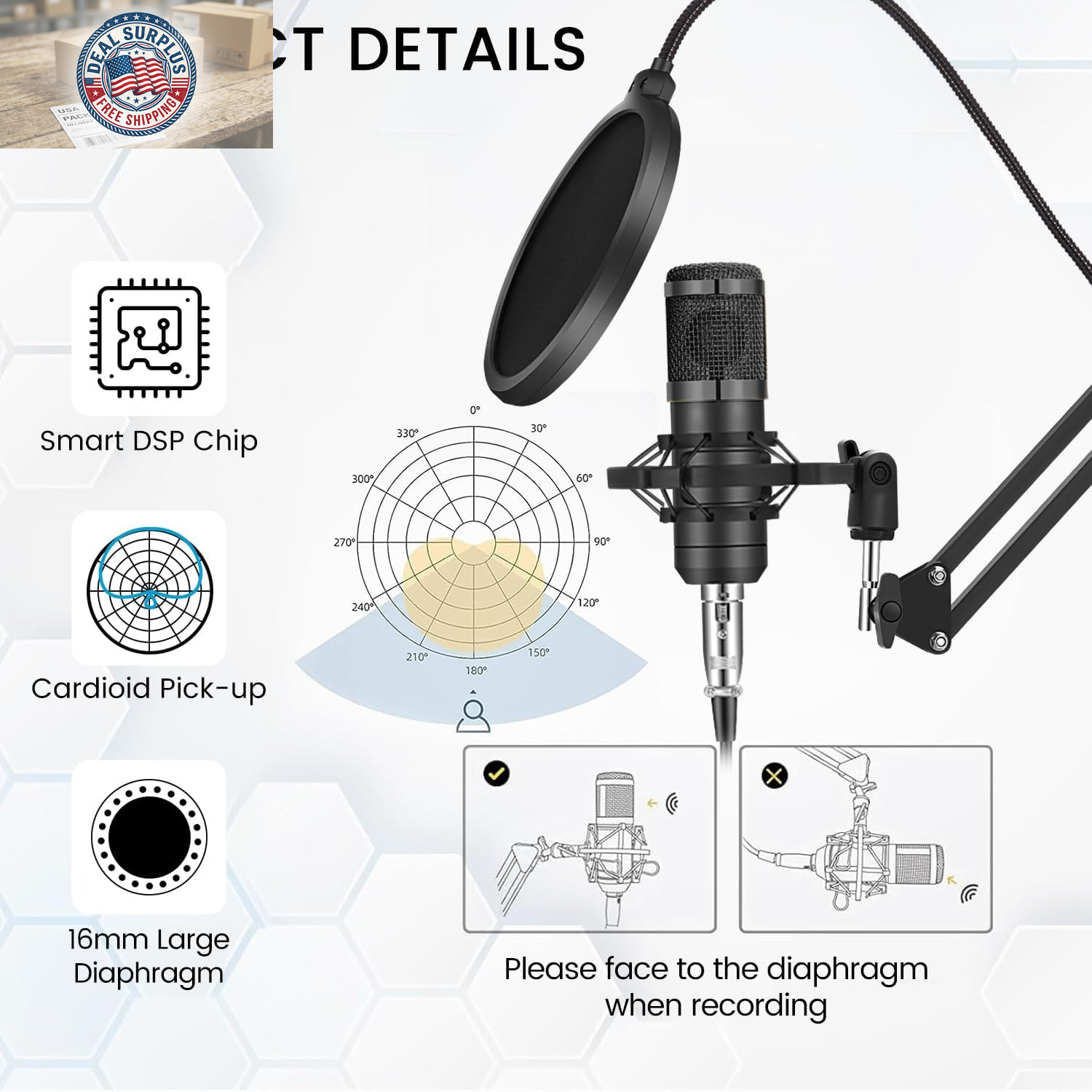 Podcast Equipment Bundle, Recording Studio Package with Podcast Microphone and V