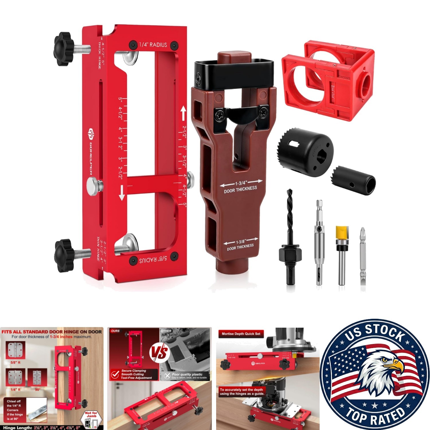 Adjustable Mortise Jig for Door Hinges - Pro-Grade Aluminum Kit for Perfect Cuts