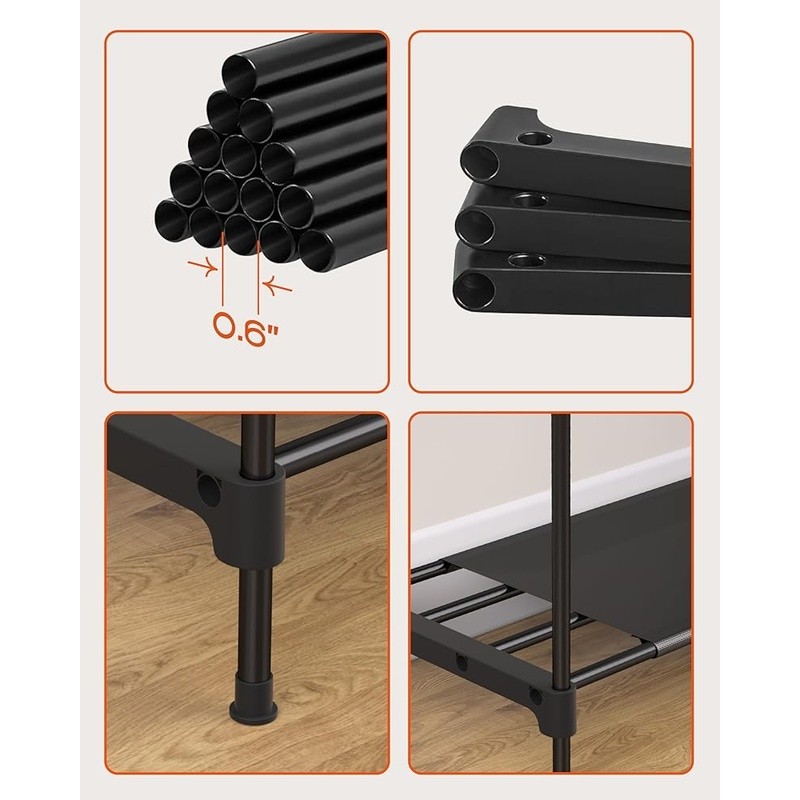 Extra Large Portable Closet Organizer W/ Adjustable Rods & Anti-Tip Kit New