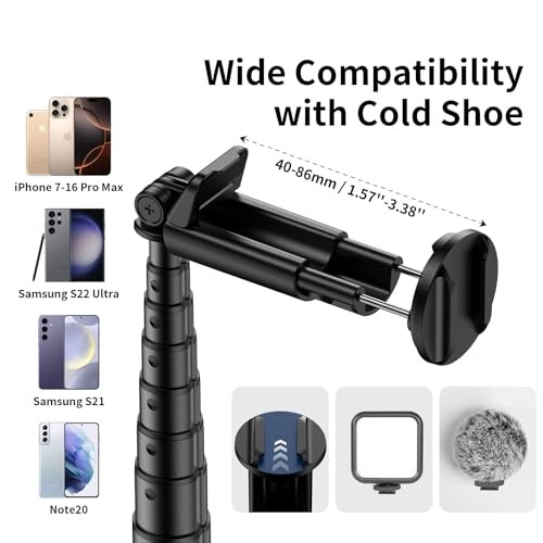 67'' Automatic Phone Tripod, Auto-Open Selfie Stick for iPhone with Remote,