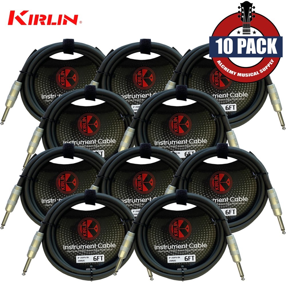 10-PACK Kirlin 6FT 1/4" Straight Male/Male 20 AWG Pro Quality Instrument Cable