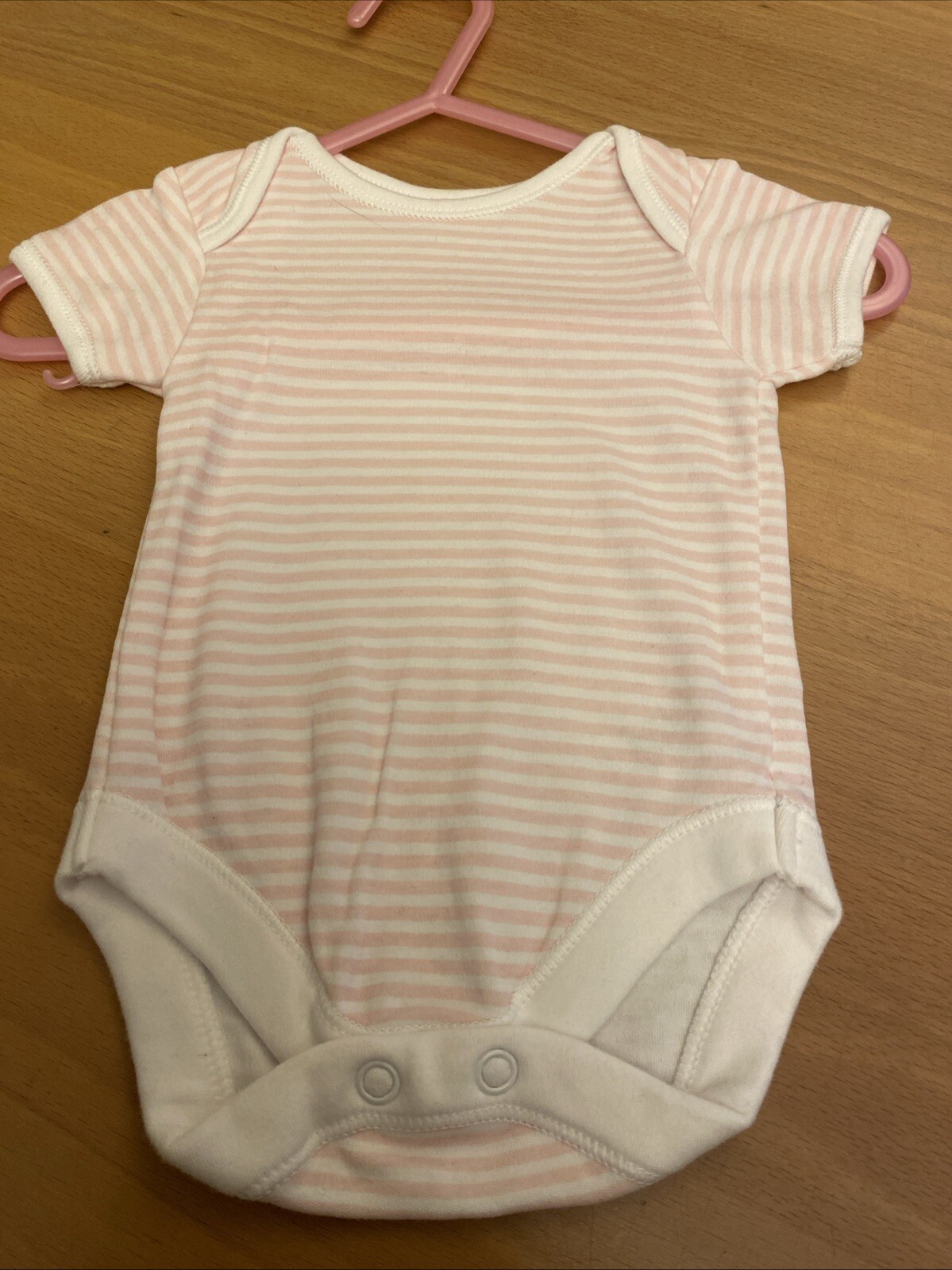 baby girls clothes Newborn 9lbs George White Pink Striped Popper Vest Top