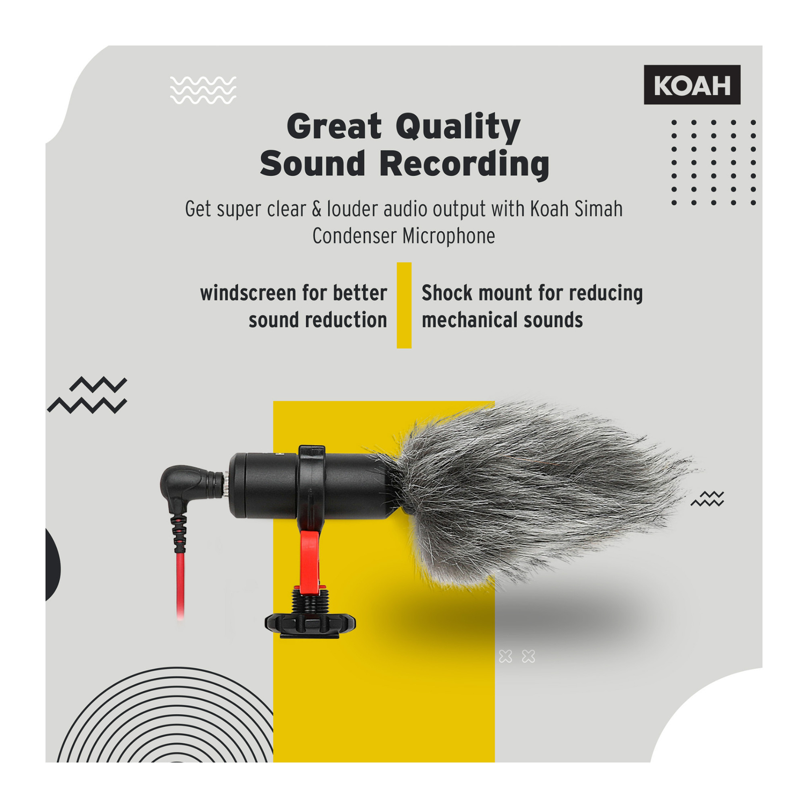Koah Simah Condenser Microphone for Digital Cameras Tripod Bundle