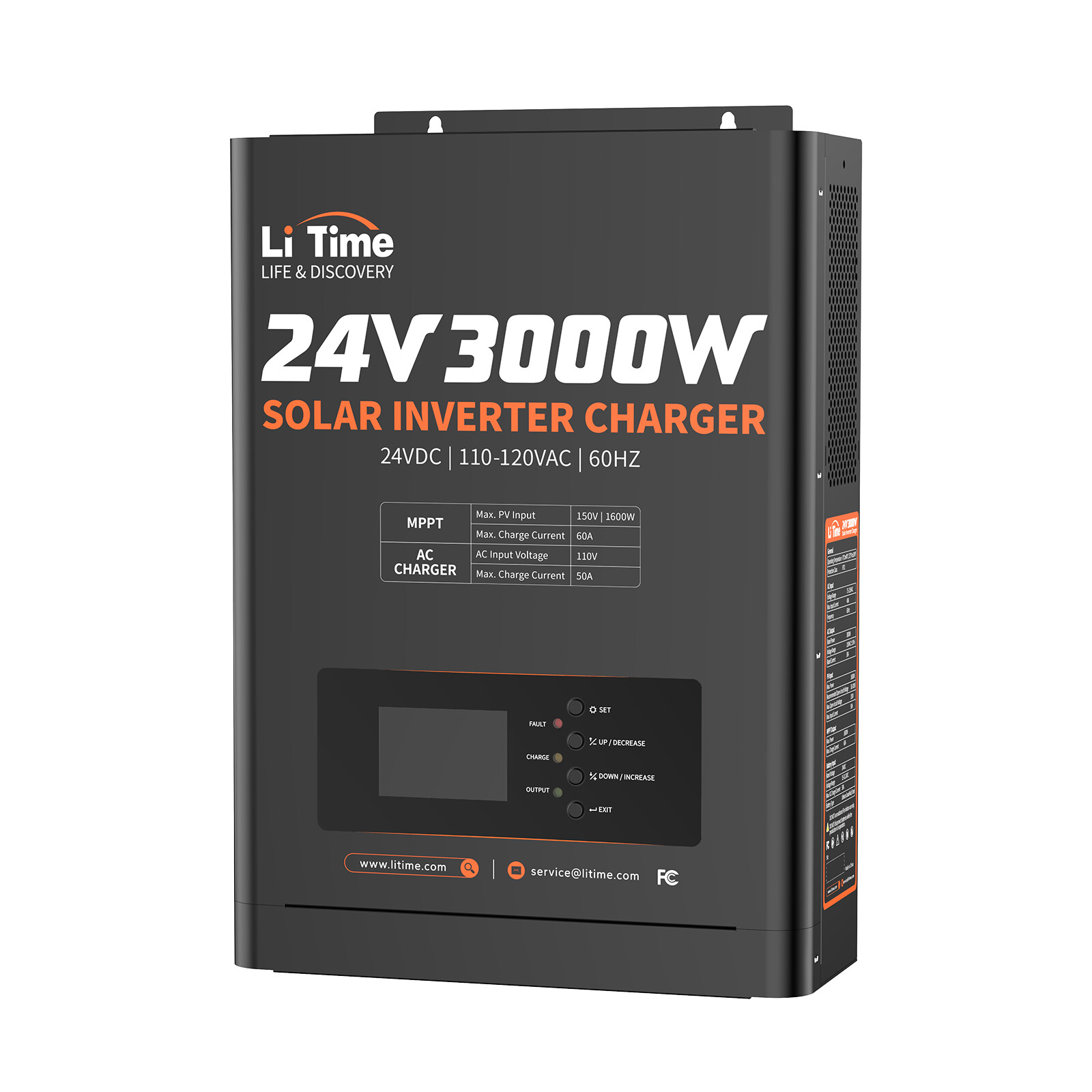 Litime 24V 3000W All-in-One Solar Inverter Charger Pure Sine Wave For Home Cabin