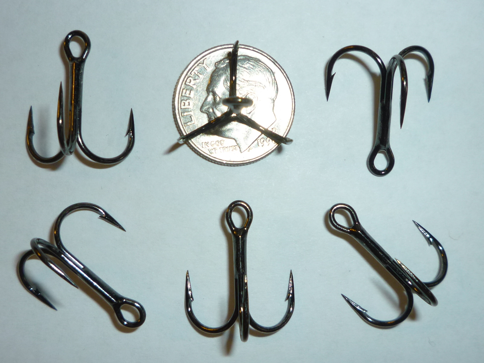 (100) VMC REGULAR-SHANK 1X TREBLE HOOKS (SIZE 6) BLACK (9650BN) BULK 9650