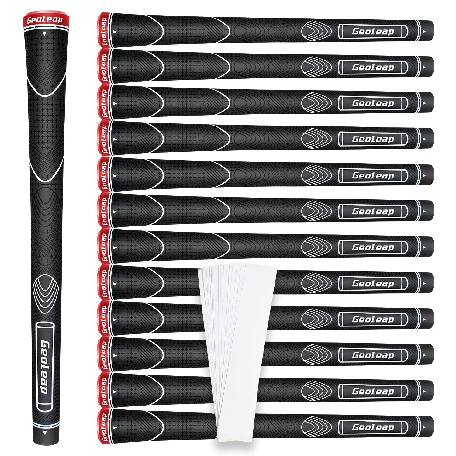 Geoleap Rubber Golf Grips Set of 13 -Grips with 15 Tapes and Grips with All Repa