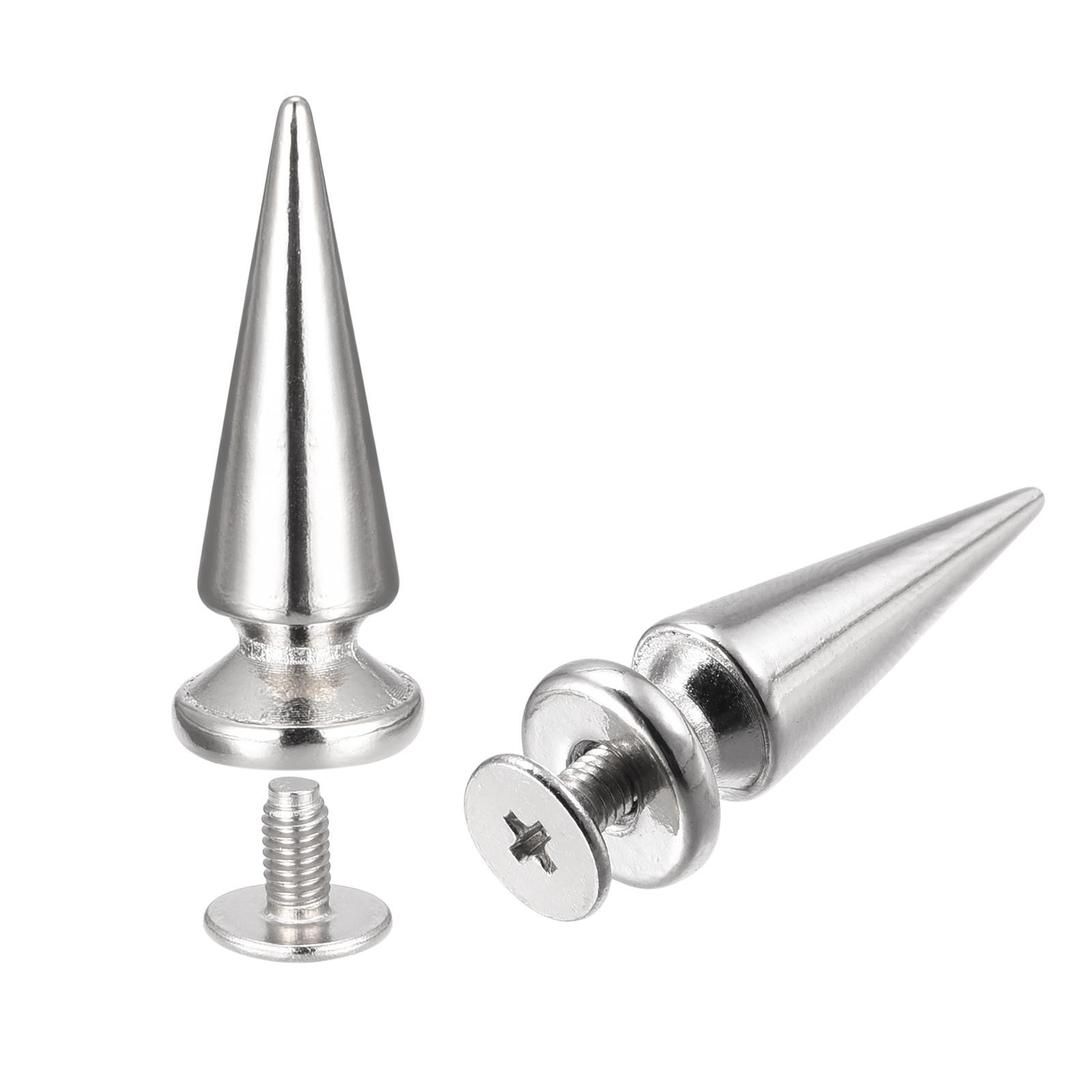 10x26mm Screw Back Rivets, 10 Sets Solid Leather Studs for DIY Silver Tone