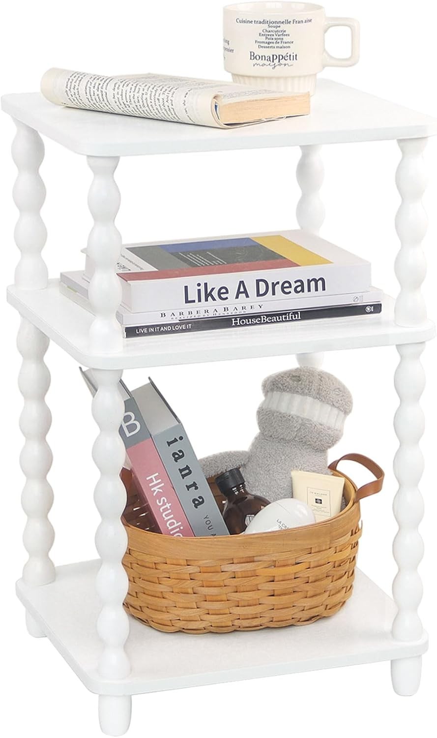 End Table Modern Side Table W/ 3 Tier Open Shelf Small Table Bed Side Tables