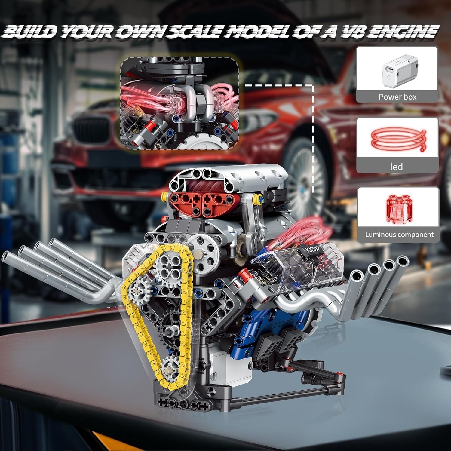V8 Engine Model Kit,To Build Your Own Mini Engine That Works,Mini Engine Build