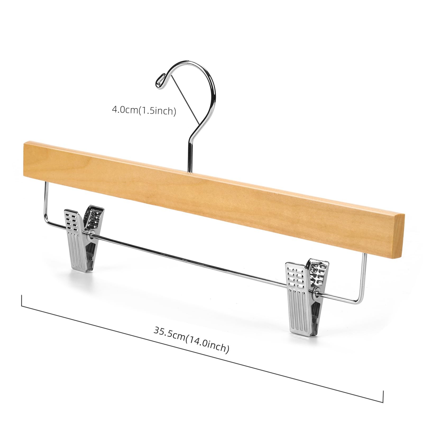 Deluxe Wooden Pants Hangers,Solid Lotus Wood Jeans Skirt Hanger with Clips An...