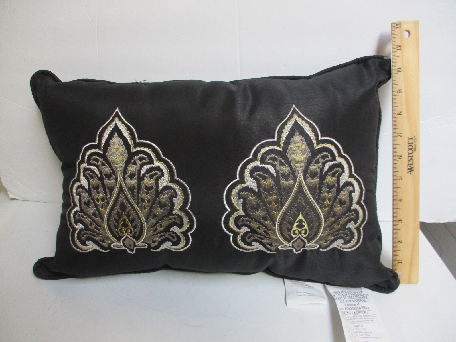Madison Park Black w jacquard Design Rectangular Accent Pillow