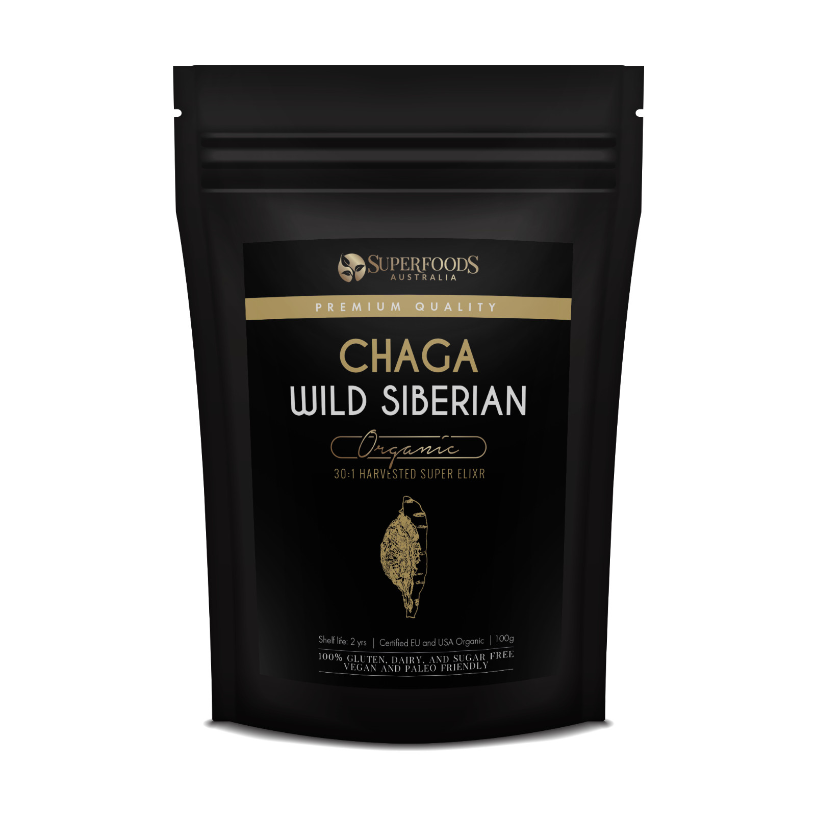Siberian Chaga Mushroom 30:1 Extract 100g - Pure Wild Harvested - Free Express