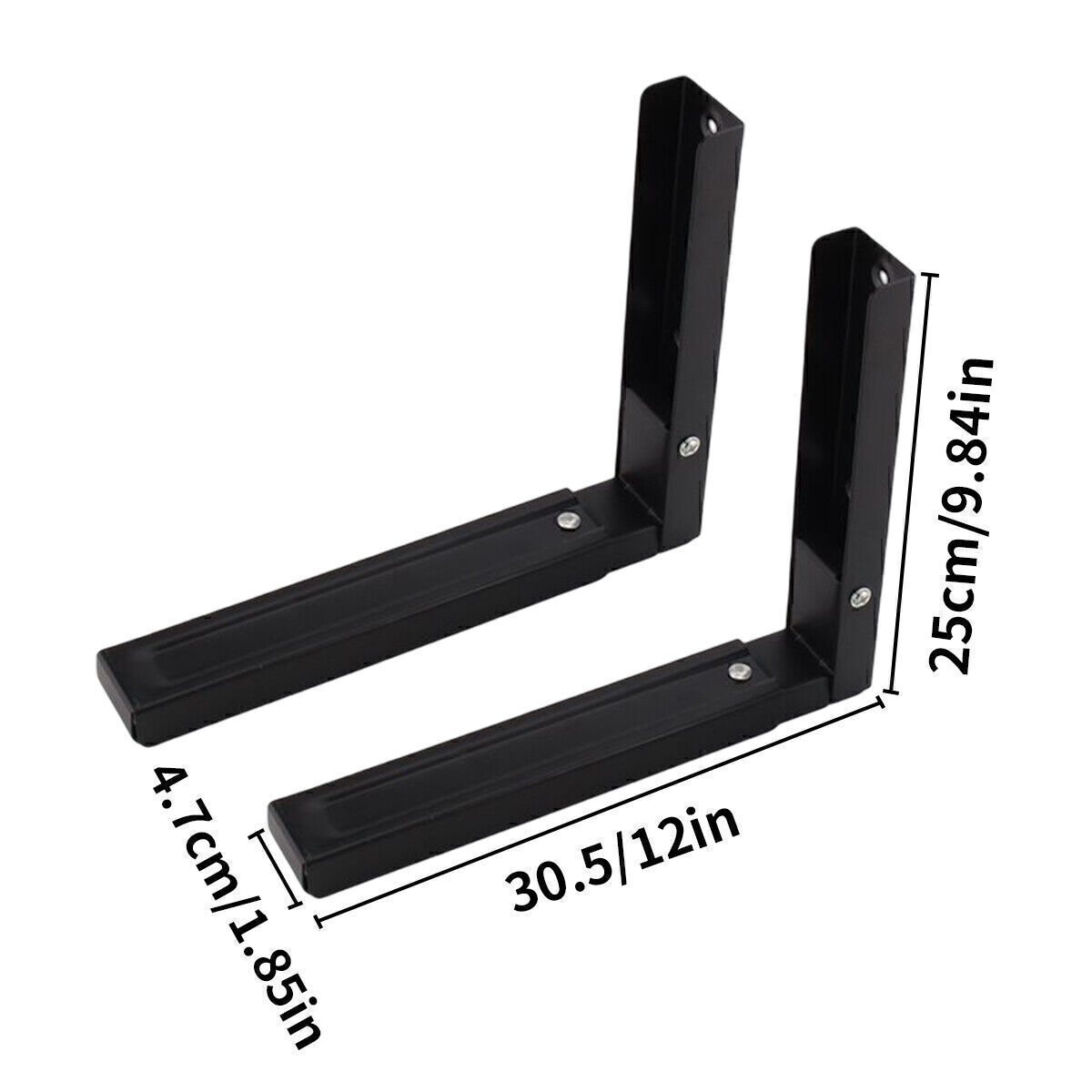 2x Heavy Duty Microwave Brackets Wall Mount Shelf Carbon Steel Cradle Adjustable
