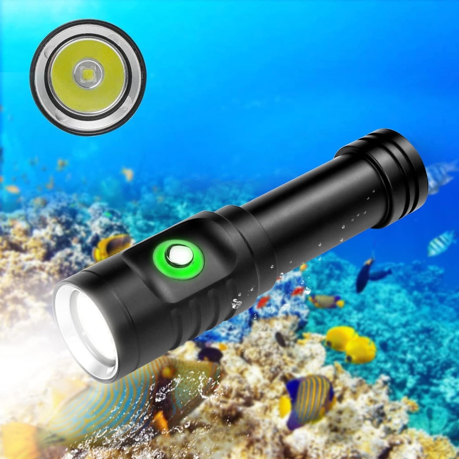 Ultra-Bright 5000 Lumen Scuba Diving Flashlight with Rechargeable Battery