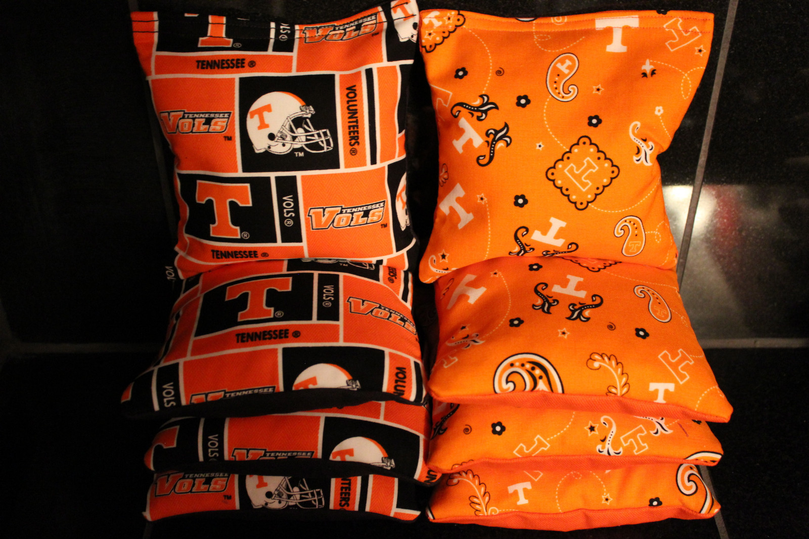 TENNESSEE VOLUNTEERS 8 CORNHOLE BEAN BAGS /BAGGO TOSS GAME Top Quality Handmade!
