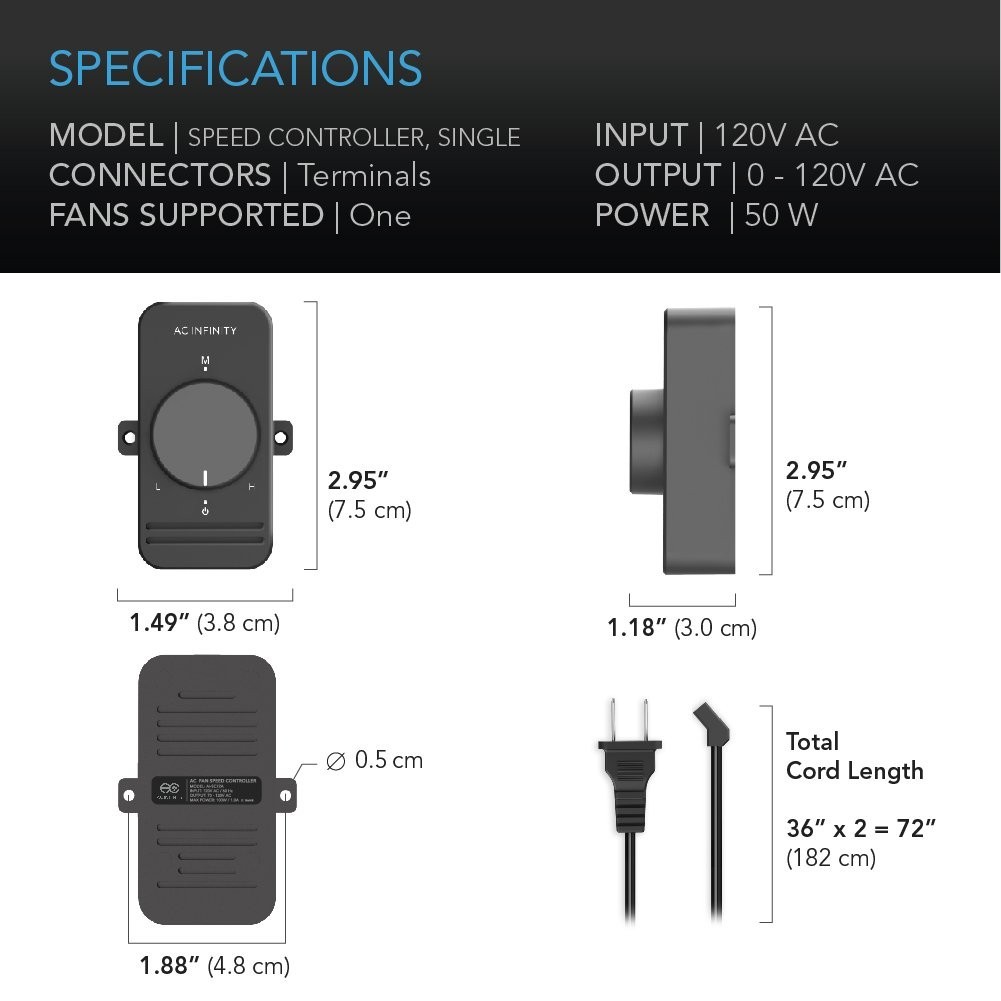Adjustable AC Fan Speed Controller for Muffin Fans