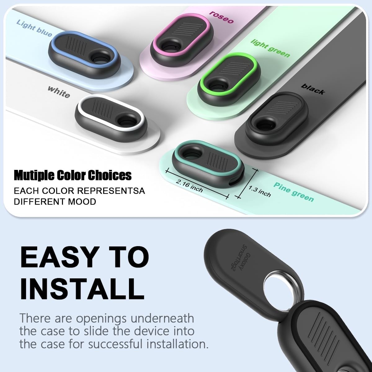 2 Pack Compatible for Samsung Galaxy SmartTag2 2 (Black & Blue)