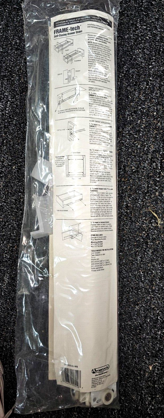 Frame-Tech 22" self closing drawer slide