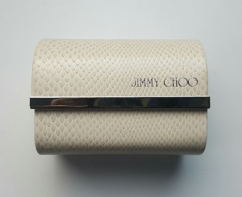 JIMMY CHOO BEIGE LIZARD PATTERN SMALL FOLDING SUNGLASS CASE WITH CLEANING CLOTH